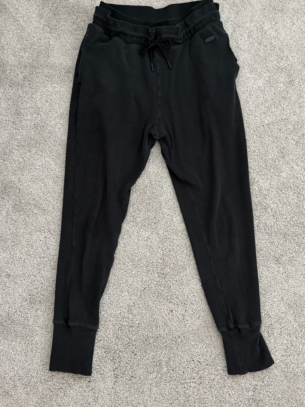 Gymshark Black Ribbed Track Joggers with Drawstring